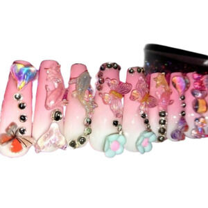 Hand crafted custom 10pc luminous press on nails